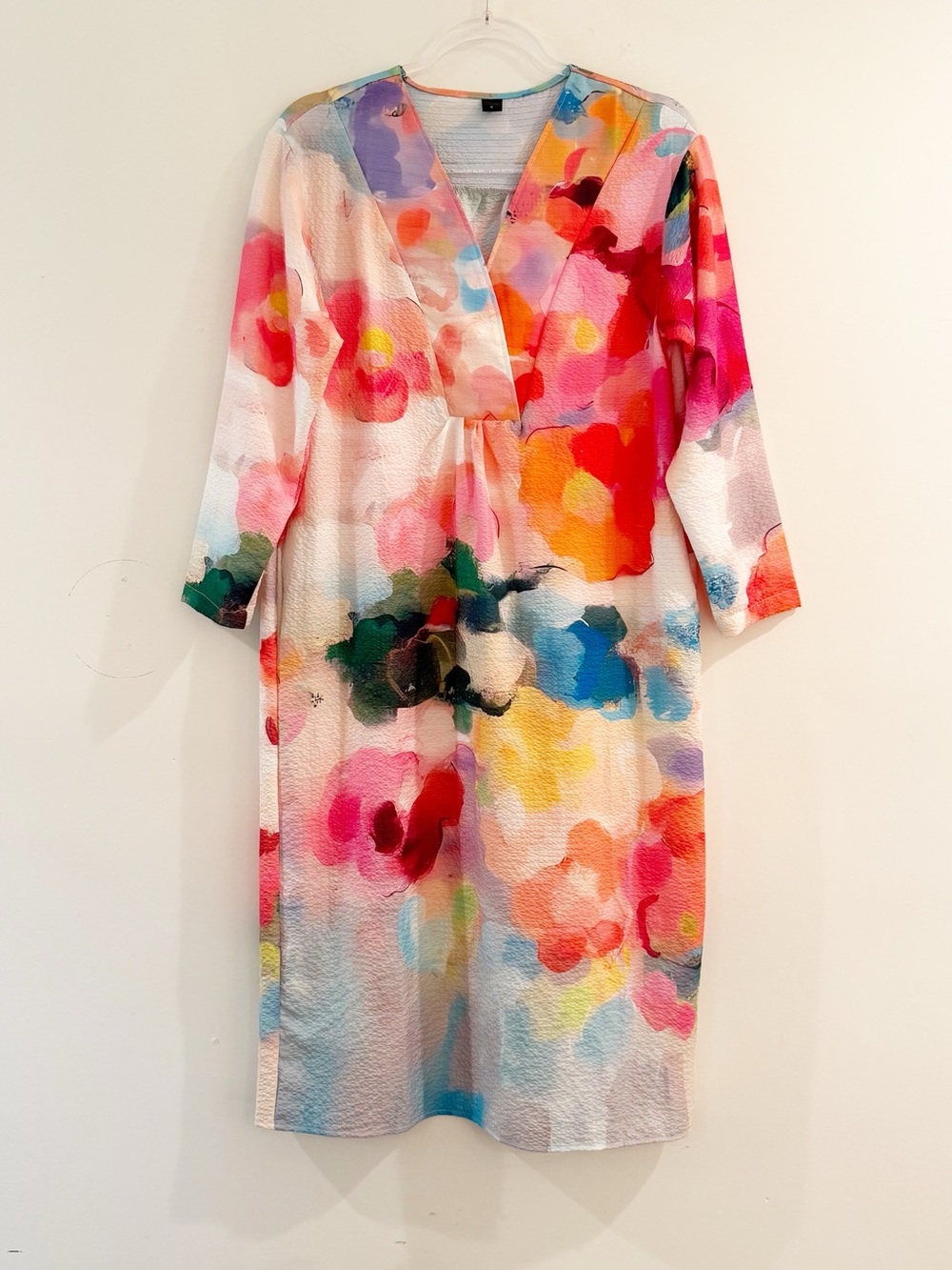 Women’s Colorful Patterned V-Neck Lightweight Midi Dress